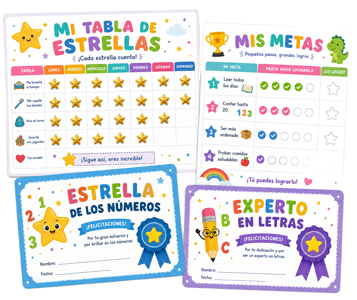 Bono 2: Tabla de recompensas y certificados para preescolares