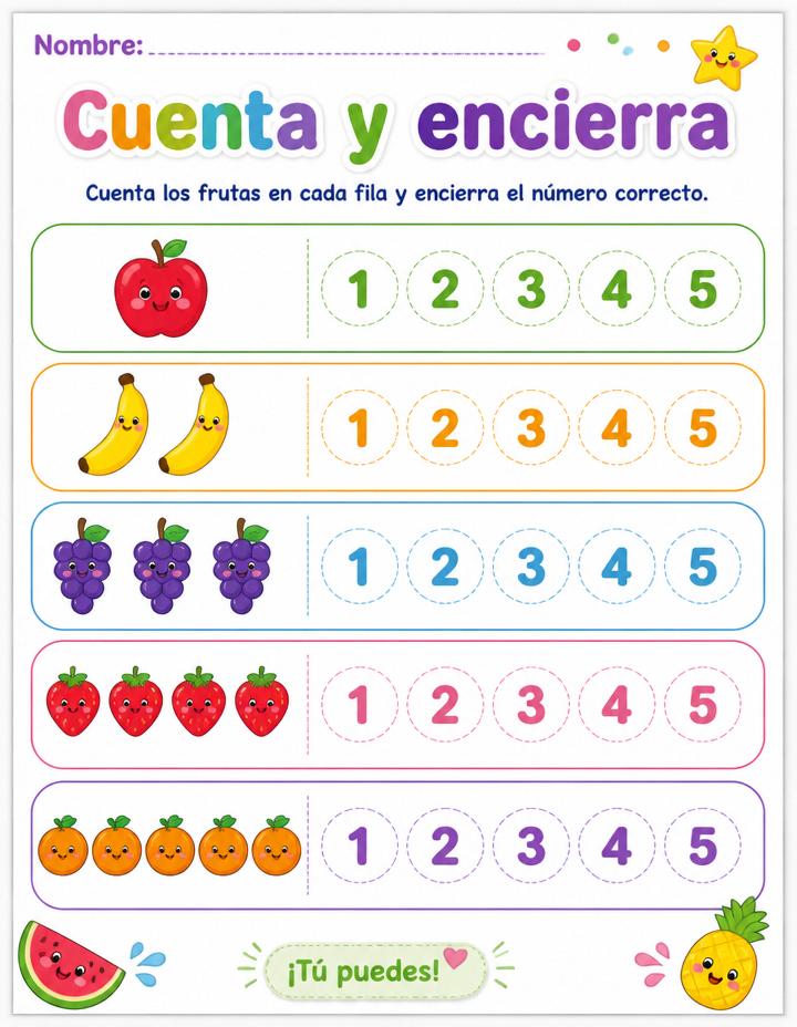 Página de muestra del currículo preescolar
